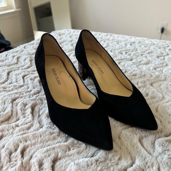 Sarah Flint Made in Italy Perfect Emma Black Suede Block Heel Pump - Picture 7 of 12